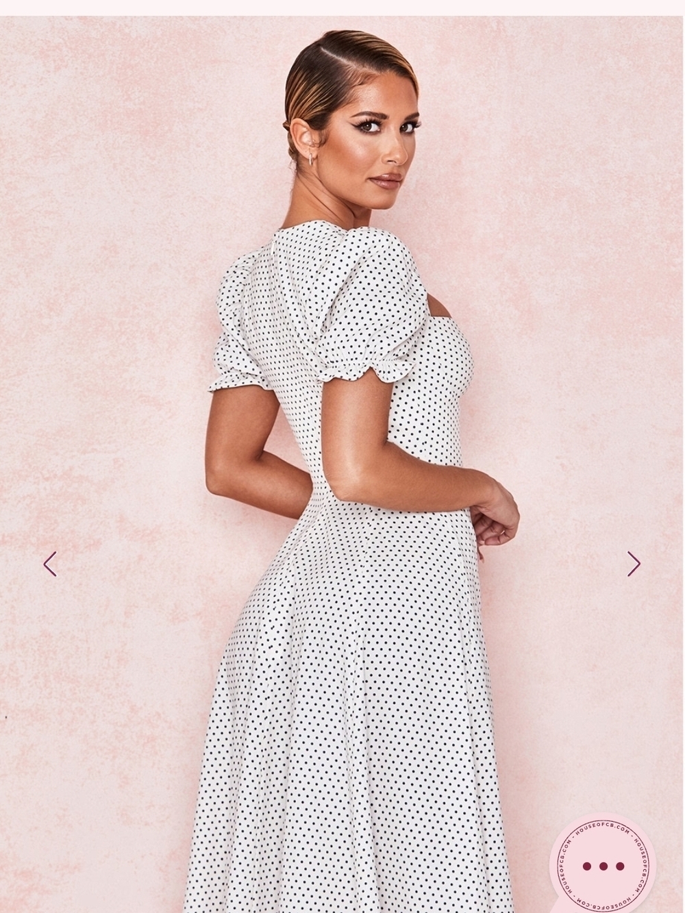 House of CB White Polka Dot Midi ELLERY Dress - Picture 4 of 12